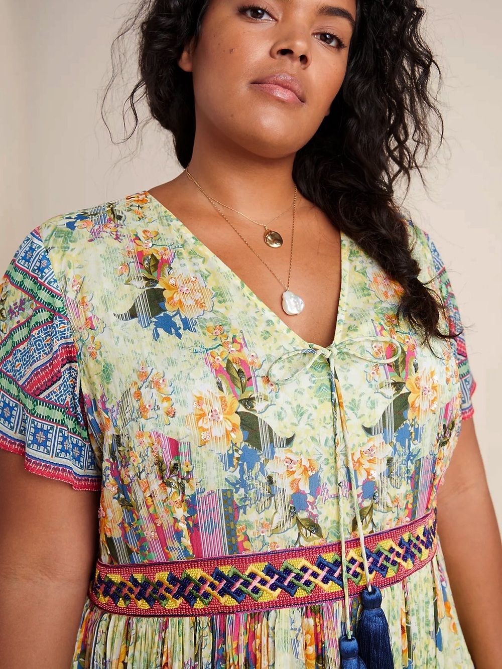 NWT Anthropologie Bhanuni Jyoti Arianna Maxi Dress Boho Chic Floral Gypsy - Picture 3 of 7
